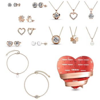 Calendrier de l'avent Coffret cœur - 14 bijoux - Or rosé 7