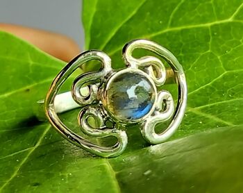 Bague faite à la main en argent sterling 925 véritable labradorite 3