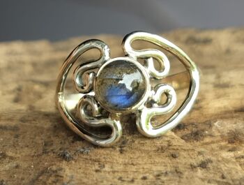 Bague faite à la main en argent sterling 925 véritable labradorite 5