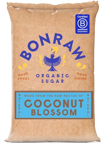 25 kg de sucre de fleur de coco biologique | BONRAW Idéal pour le chocolat, les pâtisseries ; gâteaux, biscuits, produits pour petit-déjeuner, sauces, préparations pour boissons. 1