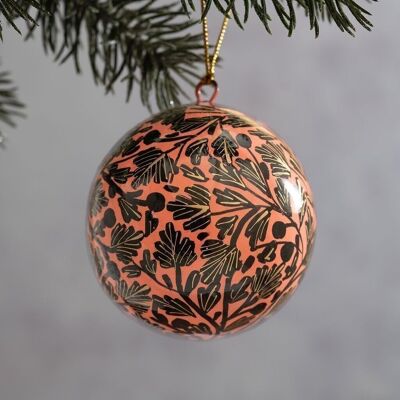 2" Black & Pink Floral Bauble