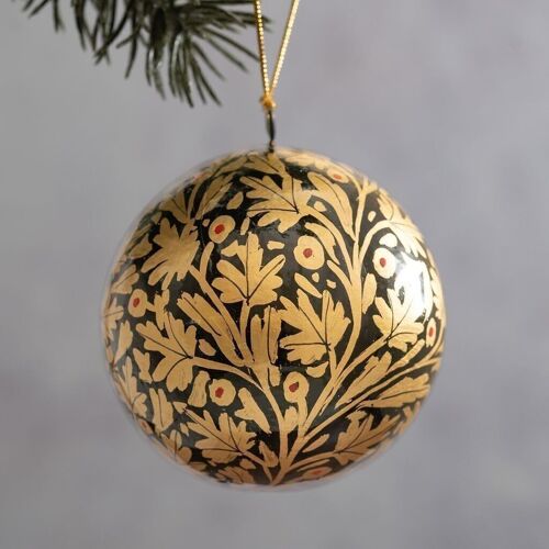 2" Black & Gold Leaf Bauble