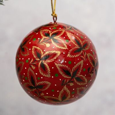 2" Red Tri Leaf Bauble