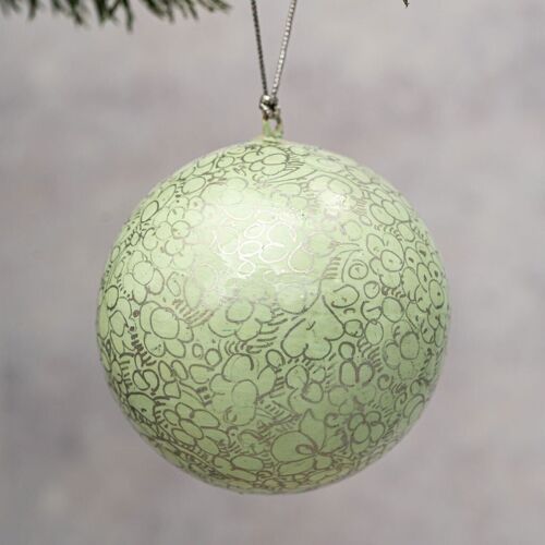 2" Mint Pebble Christmas Bauble