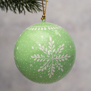 Boule de Noël flocon de neige menthe 2" 1