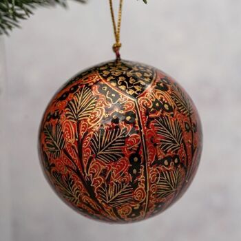 Boule de Noël en feuille de Chine rouge et noire de 2 po 1