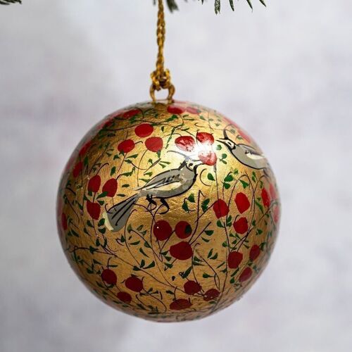 2" Red and Gold Bird Bauble