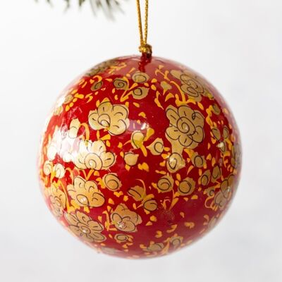 2" Red & Gold Clover Leaf Bauble