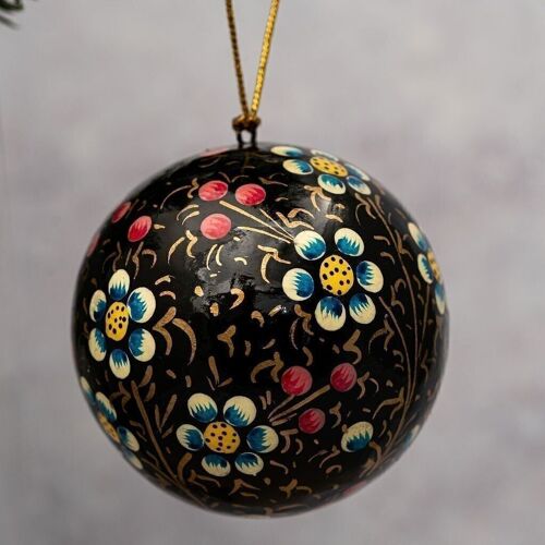 2" Black Indian Floral Bauble