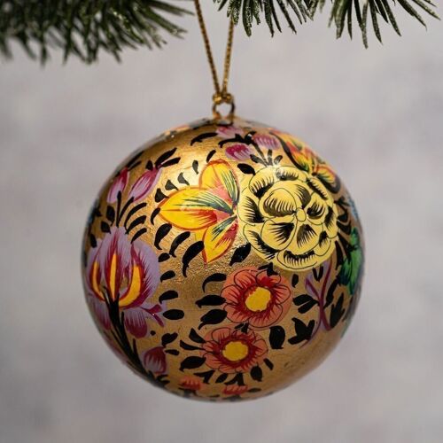 2" Gold Indian Floral Bauble