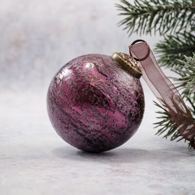 2" Mulberry Antique Foil Bauble