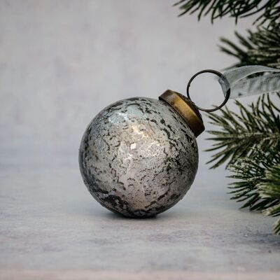 2" Slate Antique Foil Bauble