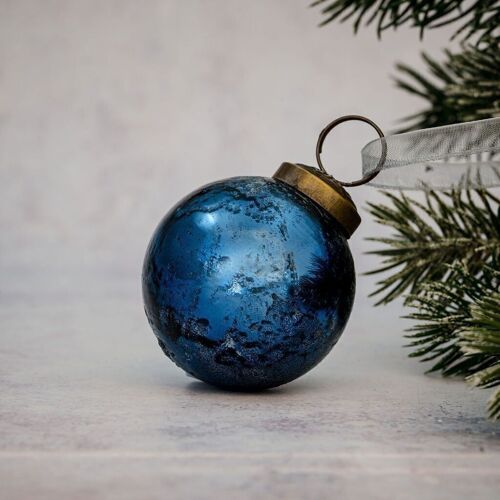 2" Teal Antique Foil Bauble