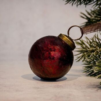 Boule de Noël en aluminium antique de 2 po 1