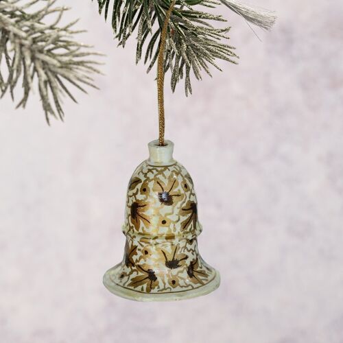 Gold & White Leaf Hanging Bell