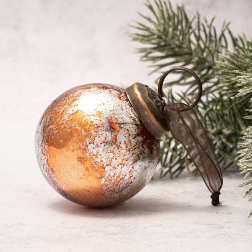 2" Tangerine with Silver Foil Glass Ball