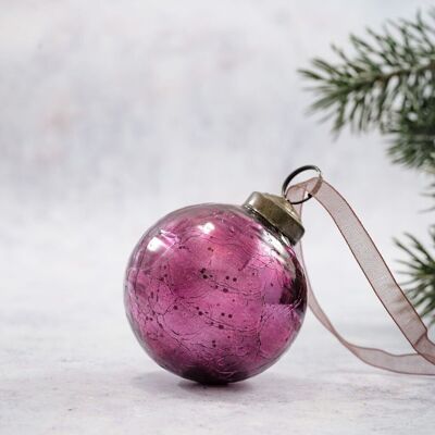 2" Weihnachtskugel aus Maulbeer-Crackle-Glas