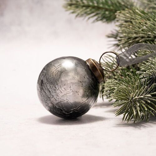 2" Slate Crackle Glass Christmas Bauble