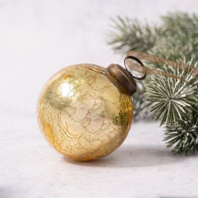 2" Gold Crackle Glass Christmas Bauble