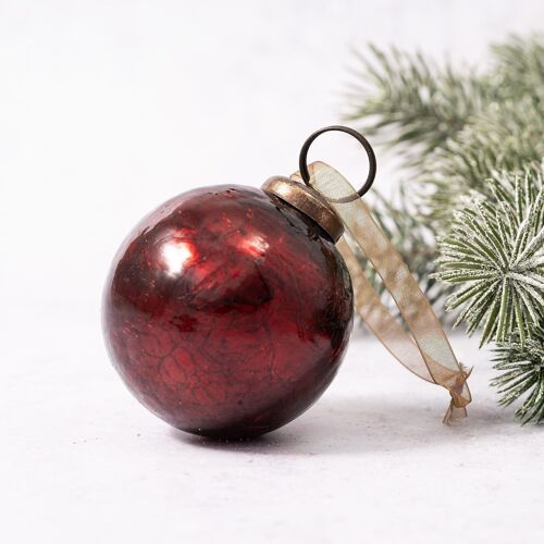 2" Wine Crackle Glass Christmas Bauble