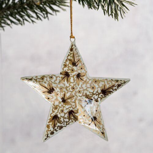 Gold & White Leaf 3D Hanging Star