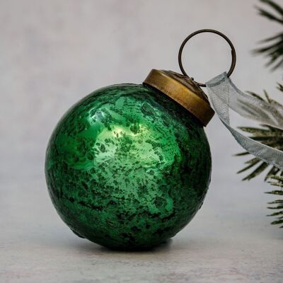 3" Emerald Antique Foil Bauble