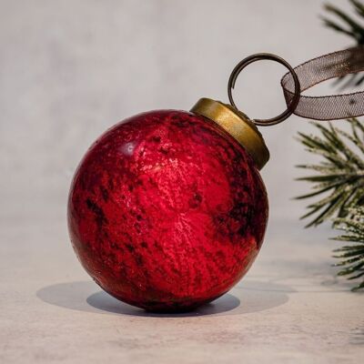 3" Red Antique Foil Bauble