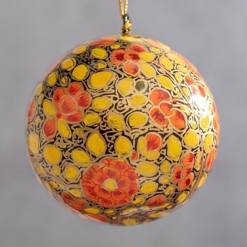 3" Yellow Russian Floral Bauble