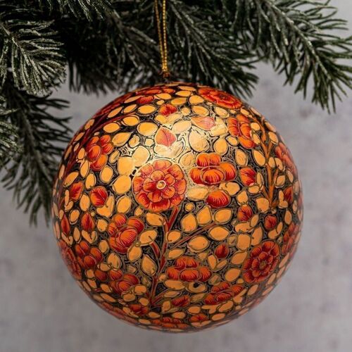 3" Peach Russian Floral Bauble