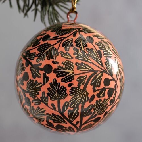 3" Black & Pink Floral Bauble