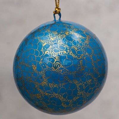 Boule de Noël galet bleu azur 3"
