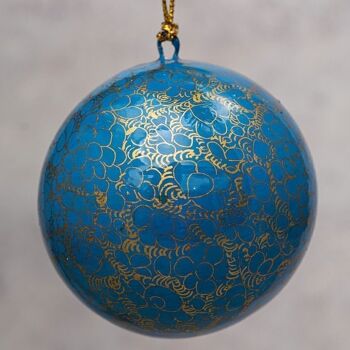 Boule de Noël galet bleu azur 3" 2