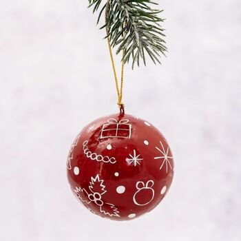 Boule de Noël rouge pêle-mêle 3" 1