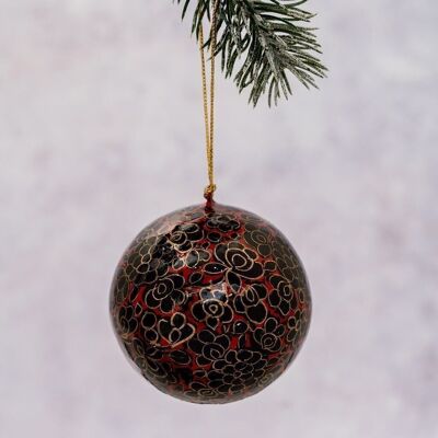 3" Red and Black Pebble Christmas Bauble