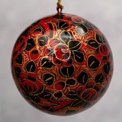 3" Red and Black Floral Christmas Bauble