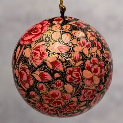 3" Pink Russian Floral Christmas Bauble