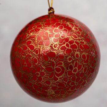 Boule de Noël motif galet rouge de 3 po 1