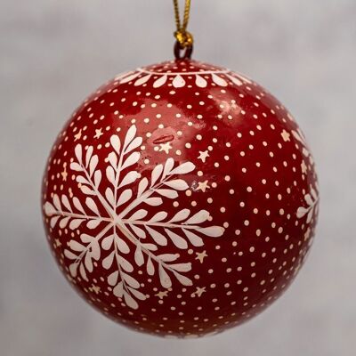 3" Red Snowflake Christmas Bauble