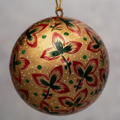 3" goldene dreiblättrige Weihnachtskugel