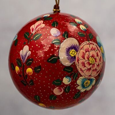 Boule de Noël florale indienne rouge 3"