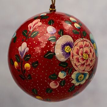 Boule de Noël florale indienne rouge 3" 1