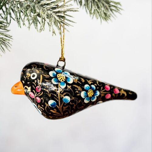 Black Indian Floral Hanging Bird