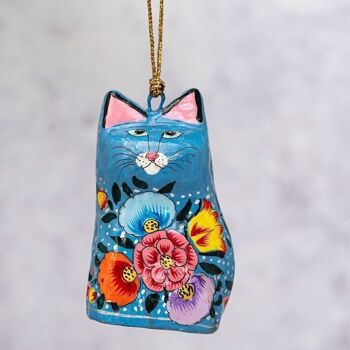 Chat floral indien bleu 1