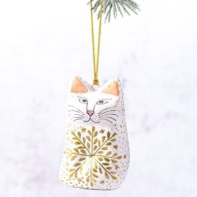 White Snowflake Hanging Cat