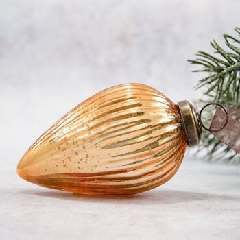 Pomme de pin en verre miel 3" 2