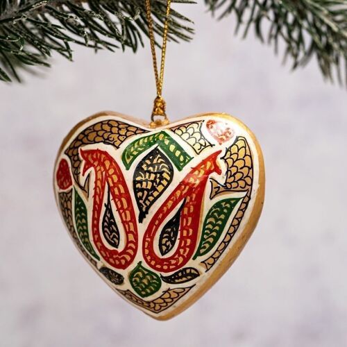 Indian 26 Heart Paper-Mache Hanging Ornament