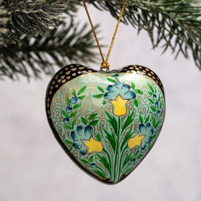Indian 10 Heart Paper-Mache Hanging Ornament