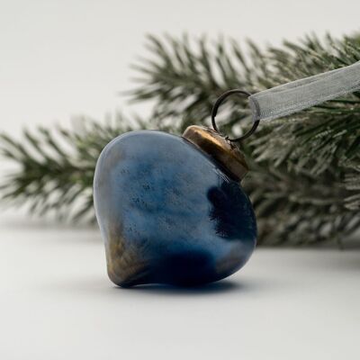 Decoración para árbol de Navidad con farol brillante de color azul marino antiguo de 3"
