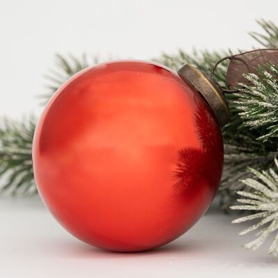 3" Red Pearlescent Bauble Christmas Tree Decoration