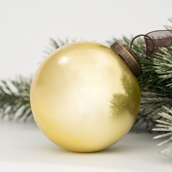 Décoration d'arbre de Noël en boules nacrées dorées de 3 po 1